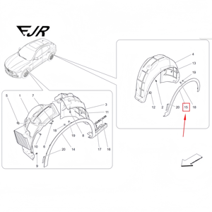 Arco de Rueda Trasero Izquierdo Negro para Maserati Levante M161 OEM 670061855 670168165 - Product Image 6
