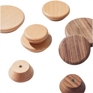 Poignée de porte d'armoire en bois massif, design circulaire moderne, pour chambre d'enfant, cuisine, armoire simple, tiroir, placard - Product Image 2