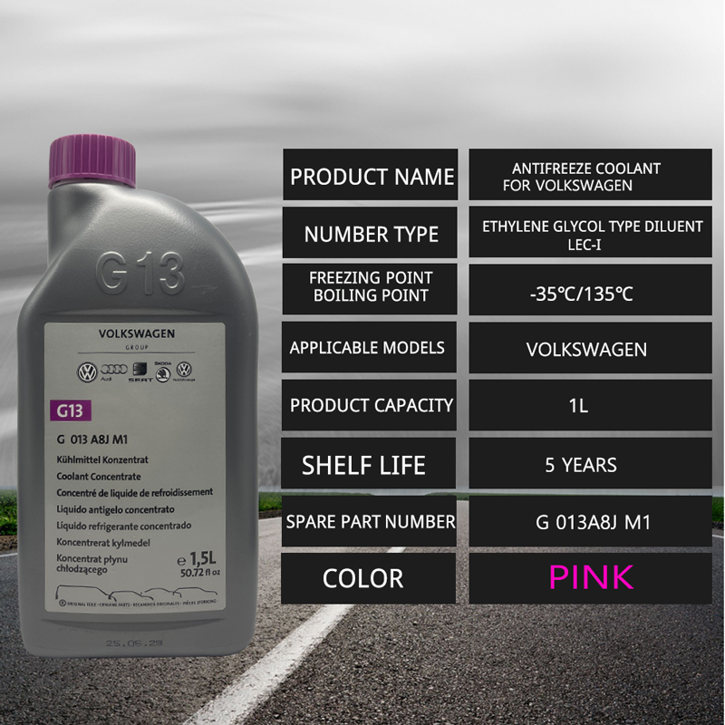 Quality Guarantee Liquid Antifreeze Coolant 1 Liter Pink G013A8JM1 G13 for Volkswagen Audi Skoda Auto Parts Image 6