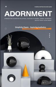 Đen Thép Không Gỉ Bóng 3D Kim Loại Tường Nghệ Thuật Trang Trí Nội Thất Treo Trang Trí Hình Cầu Cho Tường & Cửa Sổ Truy Cập Trang Trí Nội Thất - Product Image 3