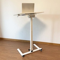 Bureau mobile pour ordinateur portable réglable en hauteur, entièrement pliable, plateau inclinable, base à faible encombrement avec roulettes pour canapé, lit, usage domestique