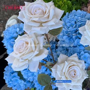 داليان شيرمي عالية الجودة تقع بيع بالجملة شعبية اصطناعية 3 رؤوس الحرير الأبيض بخاخ الورود - Product Image 5