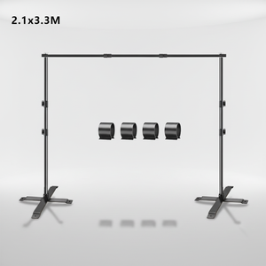 Support de fond de scène 2,1 x 3,3 m pour studio photo, kit de système de support pour studio photo, toile de fond pour fêtes, idéal pour <span class=keywords><strong>les</strong></span> vidéos <span class=keywords><strong>YouTube</strong></span> et le streaming en direct - Product Image 1
