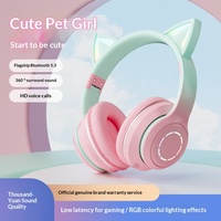 Casque de jeu sans fil supra-auriculaire 5.3 avec oreilles de chat mignonnes, annulation active du bruit (ANC), conception étanche IPX3 – Élégant