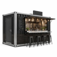 Kiosque alimentaire en conteneur de style européen de 20 pieds, restaurant préfabriqué en conteneur, bar mobile rustique pour quartiers historiques
