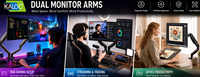 Soporte de Monitor de 17-32 Pulgadas de Venta Directa de Fábrica Kaloc, Brazo Único con Rotación de 360 Grados, Soporte Elevador de Acero Laminado en Frío Duradero, 70 Grados