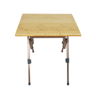 Mobilier d'extérieur personnalisé Rouleau de table Boucles d'oreille en bois de camping Purpleortable Pliable en aluminium Pied de bois moderne Dessus de table en bois