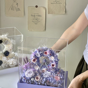 Noria de la <span class=keywords><strong>felicidad</strong></span> de fábrica, adornos acrílicos de rosas preservadas, caja de regalo de flores eternas cuadradas acrílicas, regalo de San Valentín - Product Image 3