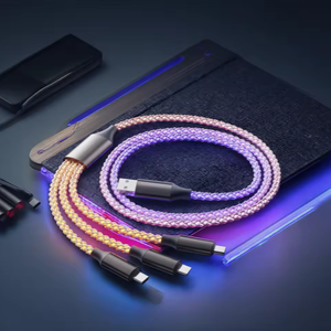 Cable DE DATOS RGB 3 en 1 luz LED Cable USB de carga rápida 1M 1,2 m 6A tipo C cargador de teléfono móvil para coche para iPhone Android IOS - Product Image 3