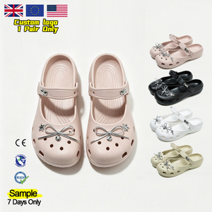 Zuecos Mary Jane con Logotipo Personalizado para Mujer, Estilo Balletcore, Zapatos de Jardín de EVA con Dijes Plateados, Sandalias Ligeras para Damas - Product Image 1