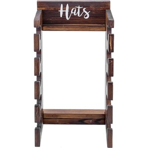 Rustik katı ahşap duvara monte beyzbol şapkası organizatör vitrin rafı ahşap şapka tutucu raf asılı kanca - Product Image 3