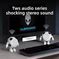 Speaker Robot Portabel 3W Tahan Air Plastik Fungsi Jam AirPlay Bertenaga Baterai Hadiah Kreatif untuk Ponsel