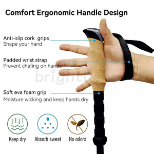 Bastón de Trekking Plegable Brightbebe con Empuñadura de EVA, Aluminio 6061/7075, Fibra de Carbono 3K, Bastón de Esquí Nórdico y Bastón de Caminata - Product Image 3