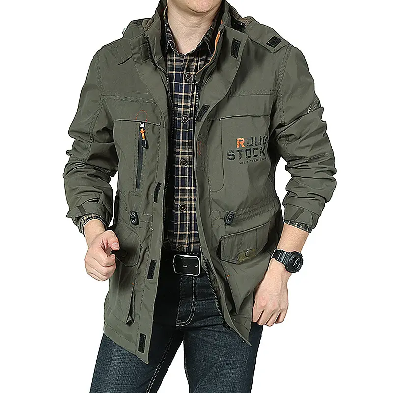 Spring autumn man jacket long casual outdoor hooded oversize coat men's jacket