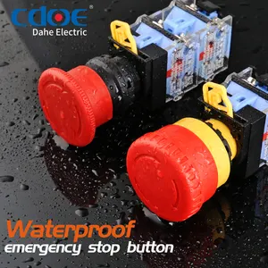 Ip65 Chinese Suppliers IP65 Self-locking 10a Industrial Control Lockout Push Switch 22MM Emergency Stop Button Protector