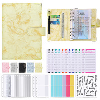 Anneaux A6 planificateurs et carnets de journaux, vente en gros, système d'enveloppe d'argent avec autocollants et enveloppe en Pvc à fermeture éclair