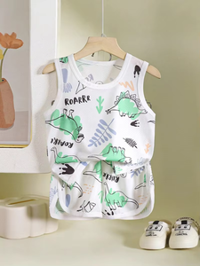 Conjunto de Dos Piezas de Ropa Infantil de Primera Calidad, Pantalones Cortos y Chaleco con Dibujos Animados - Product Image 2