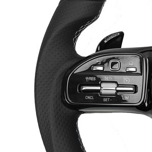 SOON TODA <span class=keywords><strong>Volant</strong></span> en carbone en cuir demi perforé de Style noir pour Mercedes Benz W213 C238 W463 W464 W222 C217 CLS C257 - Product Image 4