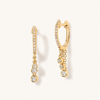 Boucles d'oreilles pendantes Xinyun en argent sterling 925 avec double zircone, accessoires de mode exquis pour femmes, pour mariage et usage quotidien