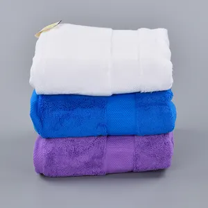 Blue/white/multipal colors wholesale 100% cotton bath towel with logo for 5 star hotel amenities
