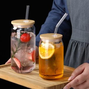 Glass Highball Tumblers with Bamboo Lid and <b>Straw</b> <b>Reusable</b> 2-Pack Minimalist Design for Picnic - Product Image 5