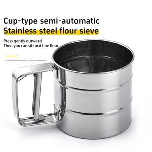 Wholesale Stainless Steel Flour Sieve Cup Semi-Automatic Handheld Mesh Sifter <b>Baking</b> Powder Sugar Household Use Hand Wash Only - Product Image 6