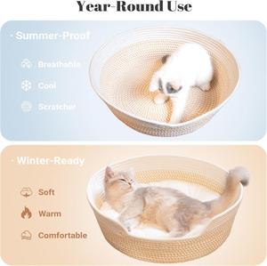 <span class=keywords><strong>Panier</strong></span>-lit surélevé pour chat avec coussin, lit pour animaux de compagnie mignon pour chats et chiens d'intérieur, adapté aux chatons, pour chats moyens/grands, cadeau pour toutes les saisons - Product Image 3