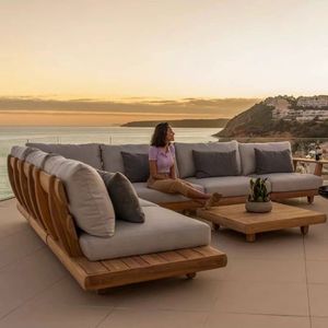Garden Patio Hotel Sectional L Shape Outdoor Luxury Outdoor Garden Patio Furniture Teak Set for Resort Hotels - Product Image 2