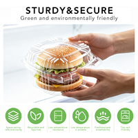 Contenant à burger transparent en PET avec couvercle à fermeture rapide pour la commodité des commerces de proximité, la restauration rapide, les plats à emporter, la livraison et la présentation en magasin.