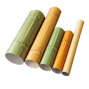 Tubo redondo de aluminio con acabado en polvo y diseño de veta de madera de bambú personalizado para decoración de techos, paneles de pared y cercas - Product Image 1
