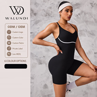 Combinaison de sport côtelée pour femme, respirante, longue, en Spandex/Nylon, avec dos en V profond et bretelles, nouvelle collection, effet push-up et amincissant