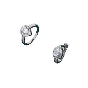 Zircon 925 Sterling Silver Pentagram Shaped Rhodium Plated Waterdrop <b>Butterfly</b> Wedding Party Children's Gift Jewelry Set - Product Image 1