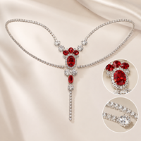 Nouvelle Chaîne de Taille en Strass Patte d'Ours Rubis Style Punk, Chaîne Corporelle Sexy avec Bijoux en Cristal Diamant Plaqué Or pour Boîte de Nuit
