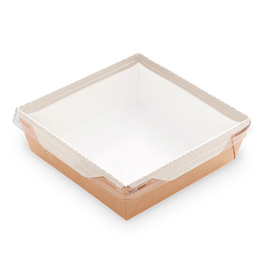 Contenedor versátil para comida para llevar de papel kraft OSQ OpSalad 1200 de calidad premium, tazón para ensalada con logotipo personalizado y tapa transparente. - Product Image 2