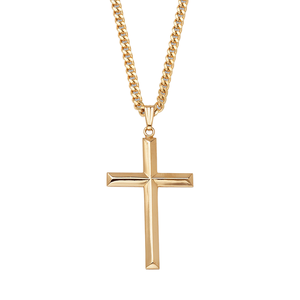 Collar de Cadena con Baño de Oro Amarillo de 18K para Hombre, con Colgante de Cruz Geométrica Simple, Joyería, Regalo de Aniversario - Product Image 2