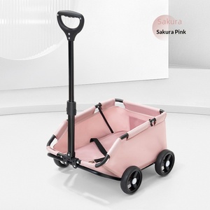 Poussette pliable légère en métal pour animaux <span class=keywords><strong>de</strong></span> compagnie avec barre <span class=keywords><strong>de</strong></span> traction, capacité <span class=keywords><strong>de</strong></span> 10 kg, pour petits chiens, bouledogue français, voyages en plein air - Product Image 1