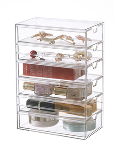 Fashion <strong>Drawer</strong> Pen Holder Plastic Vanity Jewelry Makeup Organizer <strong>Storage</strong> Box <strong>Clear</strong> Cosmetic Display <strong>Case</strong> - Product Image 4