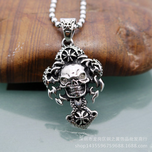 Yunnique-collar con colgante de calavera de acero inoxidable para hombre, diseño de esqueleto de estilo gótico, joyería de moda de Color blanco - Product Image 2