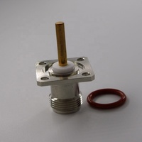 Connecteur coaxial RF N femelle étanche IP68 en laiton à bride carrée de 25,4 mm, isolateur apparent de 2 mm, broche de 20 mm, 50 Ohm
