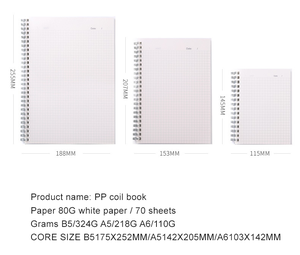 A5 A6 B5 couverture transparente PP carnet de notes grille lignes régulières <span class=keywords><strong>Cornell</strong></span> grille points feuille intérieure carnet spirale - Product Image 6