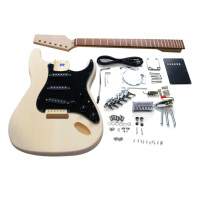 TC DIY Unfinished Basswood Maple 6-String Electric Guitar Kit S-S-S Pickups Laurel Fingerboard Model ST for Beginners Open Gear