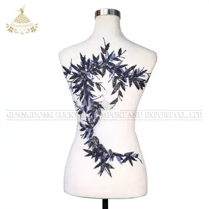 Hand-made Factory Party Dress Bamboo leaves Bead Dress Applique For Evening Dress DRA-184