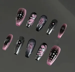 새로운 패션 디자인 매트 젤 UV 코팅 프레스 온 컬러 사전 접착제 거짓 네일 개인 라벨 손톱에 사용자 정의 프레스 도매 손톱