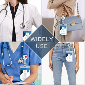 En stock : Porte-clés rétractable en verre cristal rond avec boucle à dégagement rapide et clip dorsal, pour stéthoscope et électrocardiogramme - Product Image 2