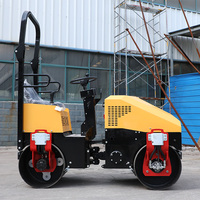 Mini-compacteur vibrant routier 1 tonne à double tambour, diesel, certifié CE, autoporté pour le compactage de l'asphalte et du sol