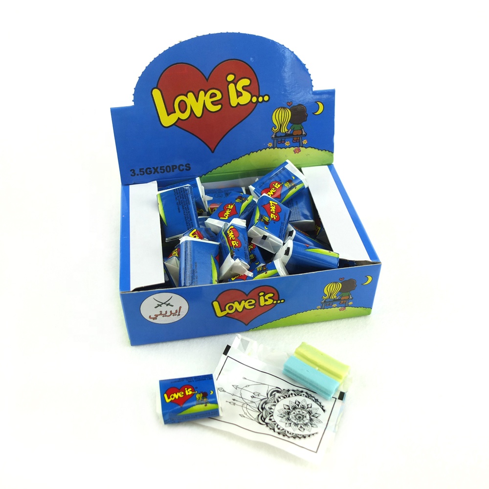 BG-010 LOVE IS, жвачка с татуировкой двойной Вкус Жевательной Резинки