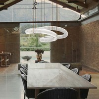 Lustre en marbre espagnol LED, design moderne minimaliste de luxe, pour restaurant, villa, maison modèle