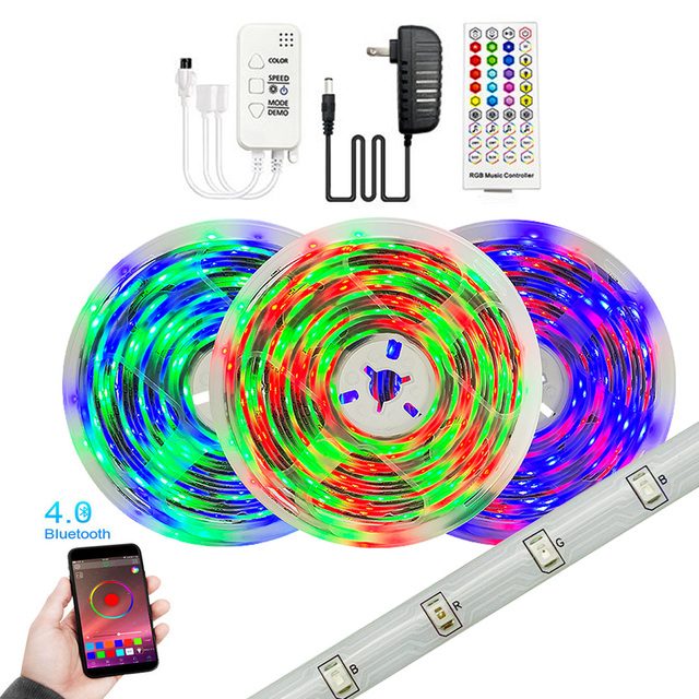 DC12V IP65 8mm RGB LED Strip 5M/10M Kit Smart Light Flexible 2835 SMD APP Controller with 44-key Remote Control