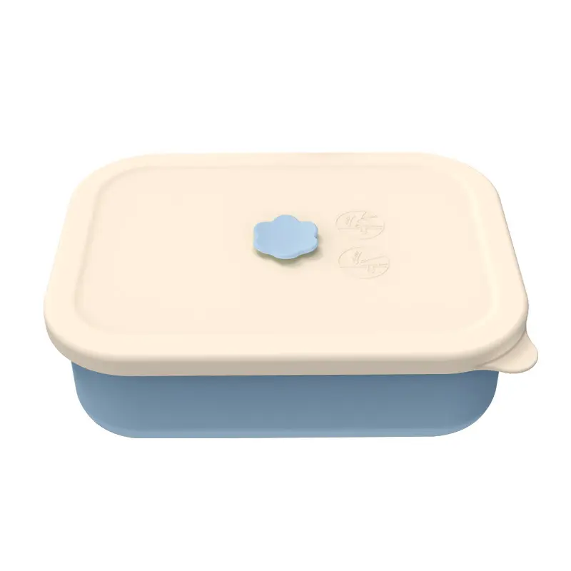 Contenedor de comida de silicona para bebés de almacenamiento reutilizable sin BPA seguro para microondas con tapas