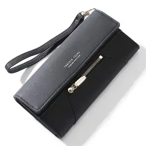 2021 korean top grade new leather women wallet cell phone clutch hasp fashion design multi-functional RFID wallet for ladies